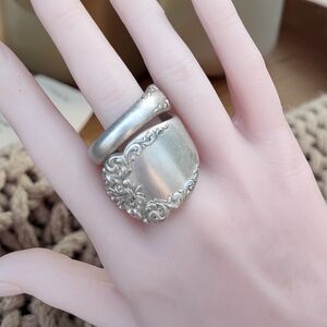 🥄 Antique Heavy Sterling Spoon Handle Ring